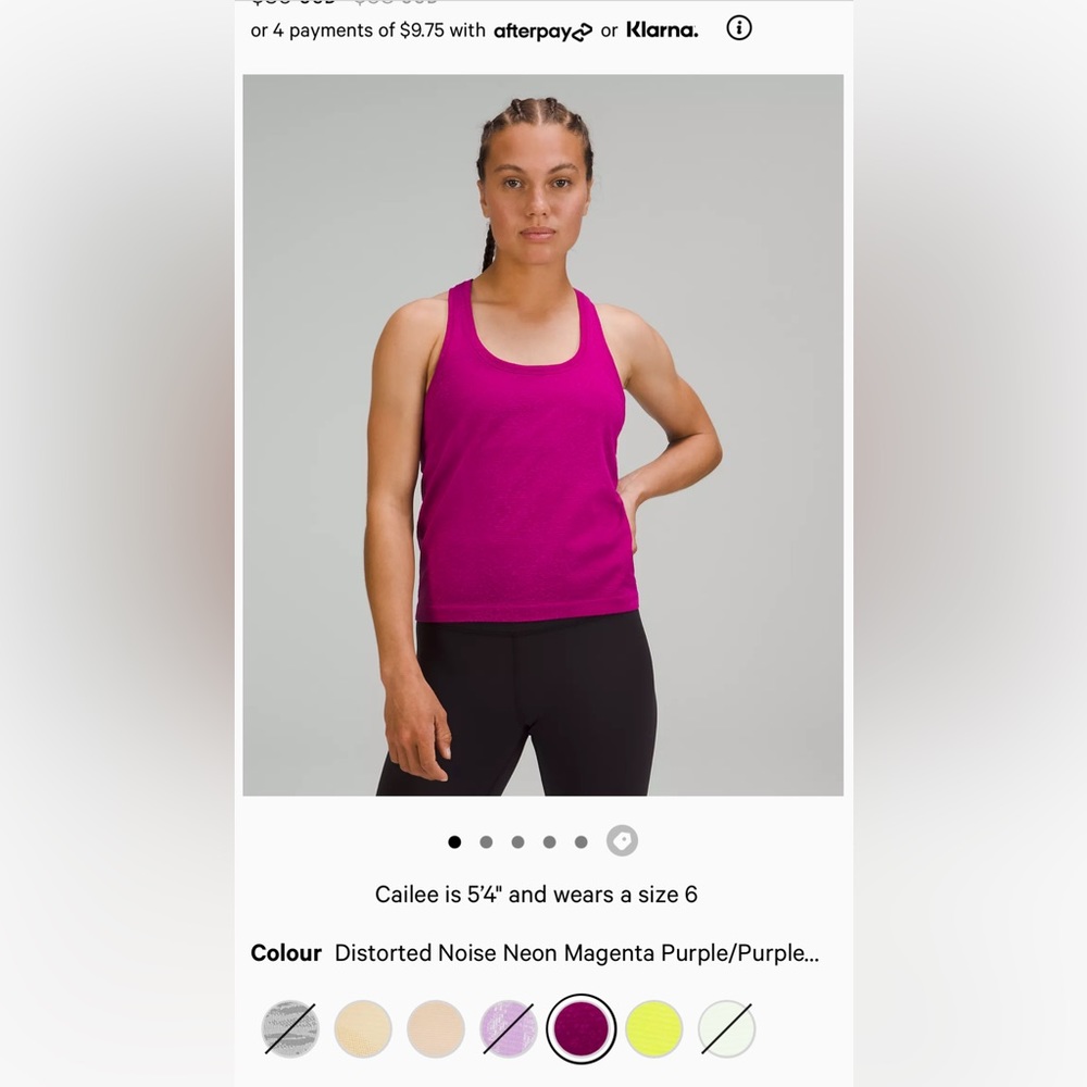 Lululemon swirly tech tank. Size 8. Color is considered magenta.